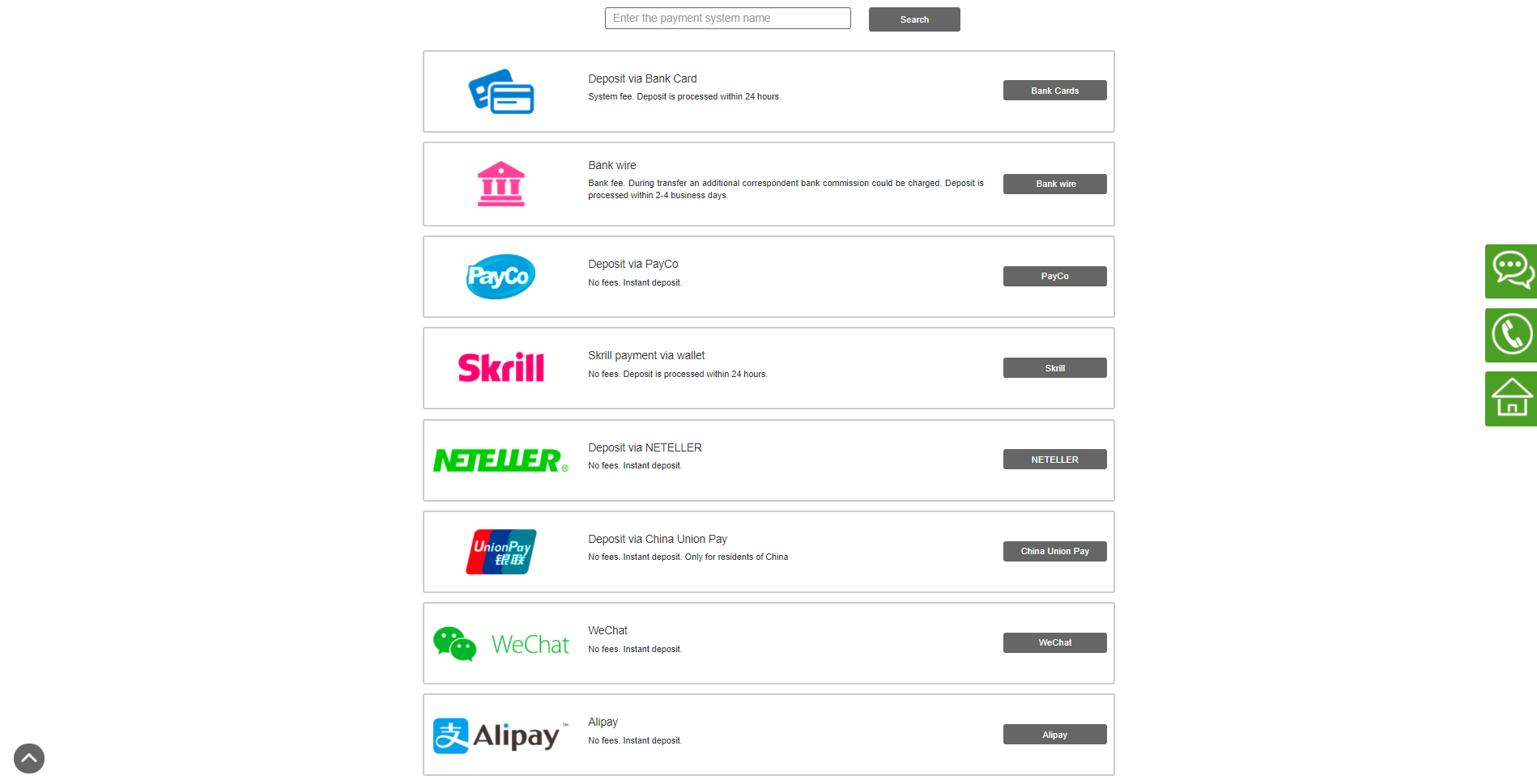InstaForex LTD banking options